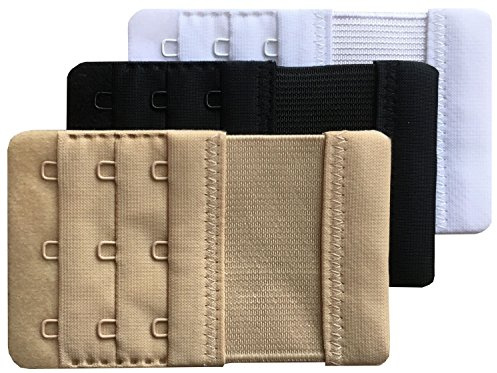 Chanie Damen Packung mit 3 Komfortabel Erweiterung 3 Haken BH-Verlängerer | Weich, 9,4cm x 5,6cm