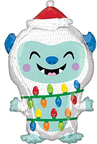 Amscan 3830501 - Junior Shape Folienballon Yeti, 27 x 50 cm, Weihnachten, Heliumballon, Party, Dekoration, Xmas, Christmas, Santa Claus