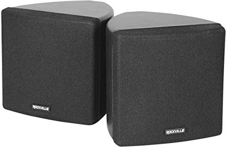 Rockville Pair Cube Black 30W RMS 3.5 Home Theater Wall Speakers, 8 Ohm, 360-Degree Swivel Brackets, True 2-Way Audio, Compact Design, for Home Theater and Surround Sound