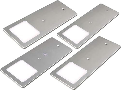 kalb | LED Unterbauleuchten silber 5W- sehr flache Küchenleuchte mit Touch-Dimmfunktion Einbaustrahler Einbauspot, Auswahl:4er Set warmweiss