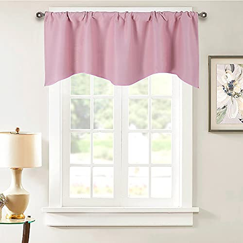 SMITHOOM Mantovana Classico Tinta Unita Corta Tenda a Pacchetto per Cucina Camera da letto Balcone Lavanderia 132x46cm Rosa
