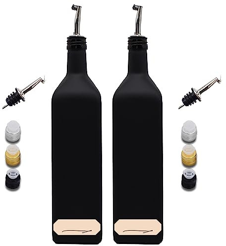 Ölflasche Olivenölflasche 1 Liter mit Edelstahl-Ausgießer (Made in Germany), 3X Deckel, 1x Kraftpapier