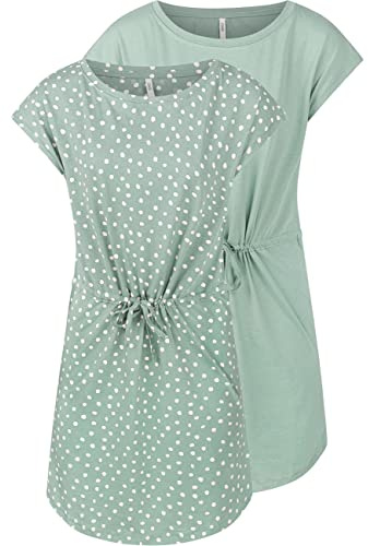 ONLY - Mini abito estivo da donna, confezione da 2 pezzi, taglie XS, S, M, L, XL, XXL, a righe, colore nero, 100% cotone, Chinois Green, S