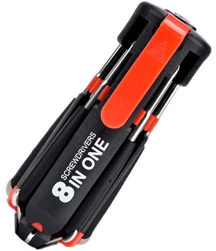 XUNDE Cacciavite multiuso portatile, 8 in 1, set di cacciaviti multifunzione con luce da lavoro, strumento di riparazione torcia a 6 LED