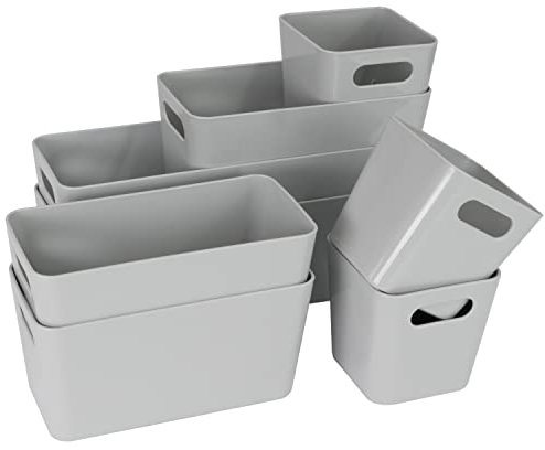 Hummelladen 8 Teile Organizer Set - 10 cm hoch - grau - Boxen in 3 Größen - Schubladeneinsatz - passend für Schubladen von 30 x 50 cm