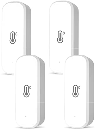 SPORTARC per Tuya - Termometro e igrometro WiFi, 4 pezzi, sensore di temperatura e umidità per uso interno ed esterno, con allarme di notifica tramite app, funziona con l'app per Tuya
