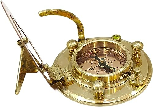 Handgefertigte Taschen-Sonnenuhr aus glänzendem Messing, Vintage-Stil, Navigationsinstrument, Marine, einzigartiges Design, Heimdekoration, Geschenkartikel, Kompass