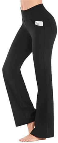 flintronic Yogabyxor för kvinnor, hög midja, ogenomskinliga yogabyxor med hög midja, stretchiga byxor för pilates, fitness, sport, fritid, Svart-a, L
