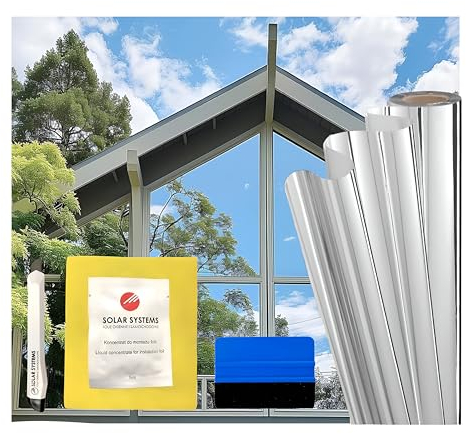 Solar Systems Innen Sonnenschutzfolie - Selbstklebende Fensterfolie für Wärmeisolierung mit Montagekit - Anti-UV - Anti-Kratz-Schutzschicht - Ideal im Sommer und Winter 50x100 cm