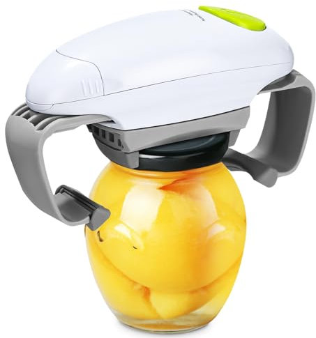 Exyvox Abrelatas eléctrico profesional para cocineros y personas mayores, abridor de latas automático con borde suave, apertura sin esfuerzo de latas y tarros, abrelatas artritis, accesorios de cocina