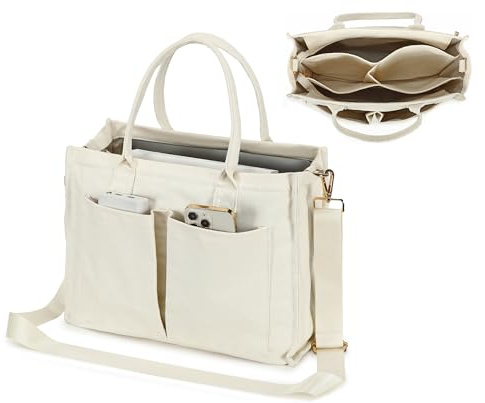ONEGenug Canvas Tote Bag, Große Handtasche Shopper Tasche Damen Reise Beuteltasche Strandtasche für Alltag Arbeit Einkaufen Schule