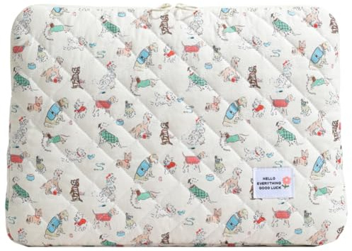 AZURAOKEY Puffy Laptop-Schutzhülle, gesteppt, 38,1 cm (15 Zoll), Kawaii, ästhetische Laptop-Hülle, schützende weiche Pad-Tasche, kompatibel mit 11 Zoll / 13 Zoll / 38,1 cm (11 Zoll), 33 cm (15 Zoll),