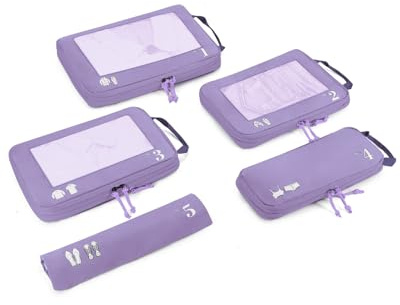 ECOHUB 5 Sets Compresión Organizador Maleta Packing Cubes For Travel Essentials Bolsas Organizadoras Ropa Viaje Avion Viajes Accesorios(Morado)