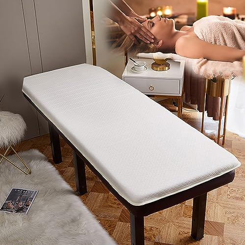 Coprimaterasso in memory foam per lettino da massaggio, antiscivolo, trapezoidale, spessore 5 cm, dimensioni da viaggio, 70 x 185 cm, colore: bianco