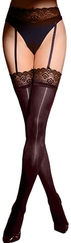 HTRUIYATY Sexy Strapsstrümpfe für Damen Transparent Strapse Spitze Mit Halterlose Strümpfe Silikon Halten Strumpfhalter