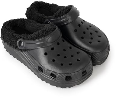 BESCH Zuecos Mujer Invierno – Forro Polar Suave y Suela Antideslizante para Casa o Exterior (Negro, 37)