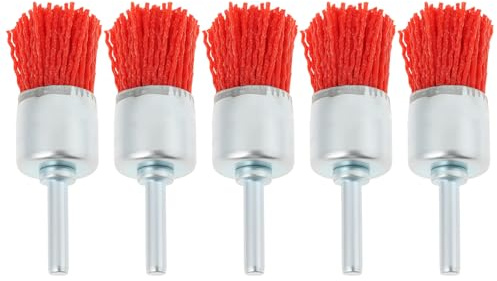 EMSea 5 Cabezales de Cepillo de Alambre Abrasivo de Nailon Rojo de 25 X 6 Mm Adecuados para Taladros Verticales Manuales