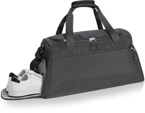 Romon Bolsa de Deporte, Grande Bolsa de Viaje con Zapatos y Compartimentos Húmedos Bolsa Gimnasio para Hombre Mujer Fin de Semana Travel Duffle Bag, Macuto Viaje Bolsos Deportivos Fitness, Negro-L