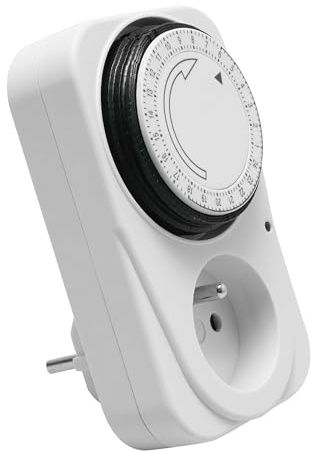 GTV Timer meccanico, presa timer, ciclo giornaliero, timer giornaliero per controllo affidabile, programma 24 ore, presa analogica per interni