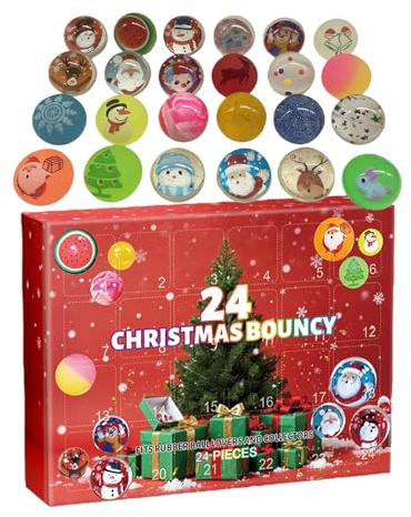 Boîte de compte à rebours Bounce – Ballon de l'Avent pour pour surprendre | Calendrier de 24 jours avec jouets colorés, soulagement du stress et excitation des vacances pour la maison et les f