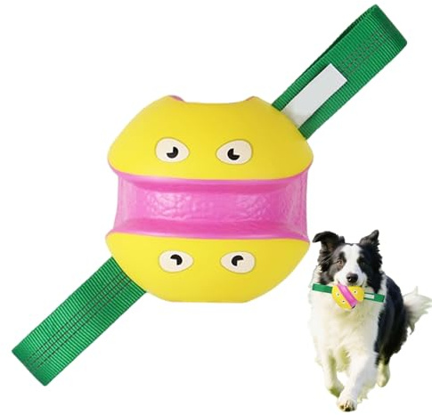 Pelota para perros con bandas de agarre - Juego interactivo de cuidado dental | Con un mango para la pelota de juego de perros | Para cachorros para jugar a mascotas y estimulación mental para perros