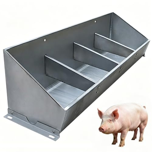 SQYHYTS Foderautomat I Rostfritt Stål Fodertrog Med 4,5 Hål Foderskål I Metall Med Stor Kapacitet 33cm Djup × 120cm Lång Golvstående Foderskål För Betesmark, Ladugård, Gårdsplan