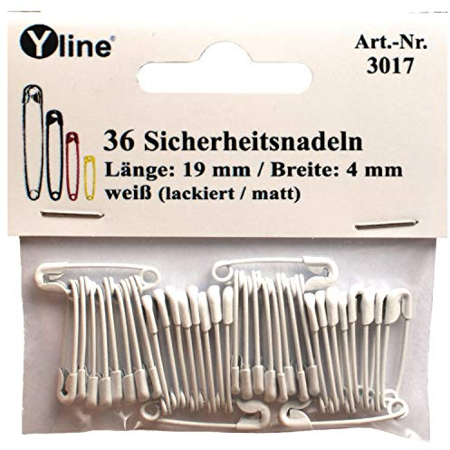 36 stycken mini säkerhetsnålar vita ca 19 mm, säkerhetsnålar, sl, 3017