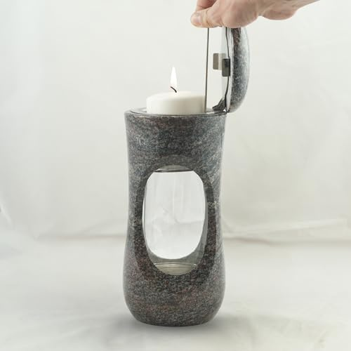 designgrab Grablampe aus Naturgranit – 11 Farbvarianten – 27 x 12,5 cm – modernes Grablicht Himalaya