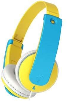 JVC Auriculares para Niños | Volumen Seguro 85dB con Pegatinas | Almohadillas Suaves y Ajustables | Diseño Ligero | Cable de 0,8m Jack 3,5mm | Auriculares Infantiles para Niños Mas de 3 Años - HA-KD7