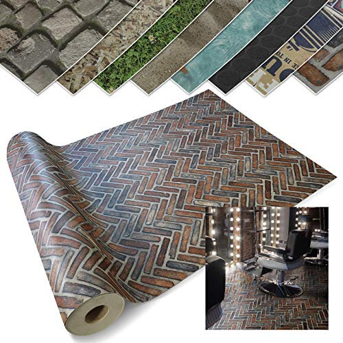 Casa pura - Rivestimento per pavimento in PVC, effetto 3D, pellicola in vinile per mobili e pavimenti, rotolo antiscivolo, cucina, bagno, ufficio, effetto mattone (200 x 100 cm)