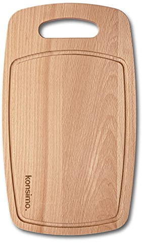 konsimo CHEFI Holz Schneidebrett Rechteckig Holzbrett Groß Massive Buche - 36x21x1,5 cm Braun