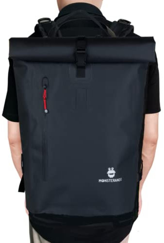 MONSTERANDO Wasserdichter Rolltop-Rucksack für Damen und Herren mit 14 Laptopfach -TraveL-Monster [Nachhaltig] -20L Tagesrucksack für Uni, Reise, Radtour,Business