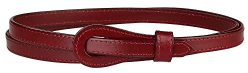Elerevyo Cinture regolabili in ecopelle da donna, cinturino in vita magro alla moda, Rosso vinaccia, Etichettalia unica