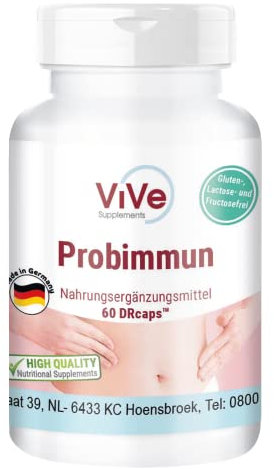 Probimmun mit Bakterienkulturen - 60 zeitverzögerte DRCaps - Lactobacillus acidophilus + Bifidobacterium lactis - hochdosiert | Qualität aus Deutschland von ViVe Supplements