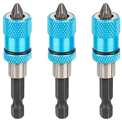 3Stück Trockenbau Bit Bithalter Trockenbau bit Magnetisch Schnellwechsel Bithalter 1/4-Zoll-Sechskantschaft Schnellwechsel magnetischer bithalter Schraubtiefeneinstellung Schraubvorsatz Trockenbau