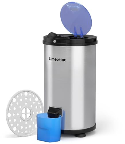 Spin Dryer 4kg by Umelome, Energy&Power Saving Spinner 2800 RPM Clothes Dryer, Energy Efficiency Class: A+++, Gravity Drain dryer, Silvery