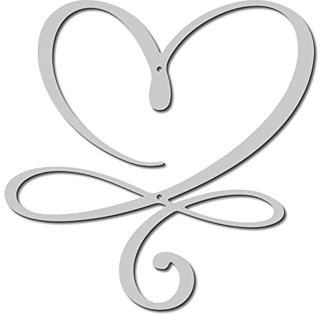 CREATCABIN Infinity Heart Metal Wall Art Wall Decor Love Iron Wall Signs Hanging Metal Ornament Sculpture for Balcony Garden Home Living Room Decoration Gift Christmas Silver 11.8Inch
