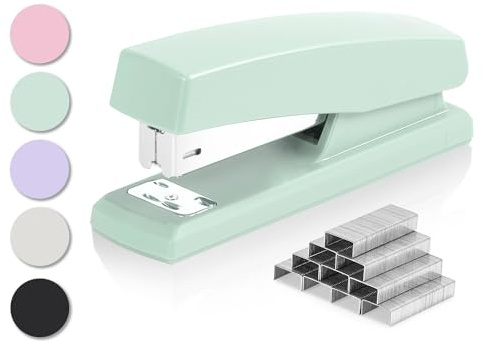 deli Green Stapler with 640 Staples 25 Sheet Capacity | Desktop Stapler Office Stationery Supplies for Home, School and Work