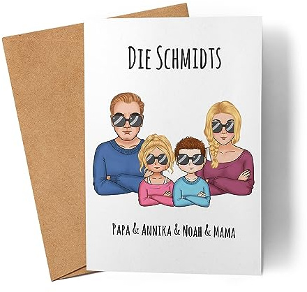 Kiddle-Design Familien Karte Personalisiert Vater Mutter Kind Muttertag Vatertag Papa Mama Coole Family Sohn Tochter Grußkarte