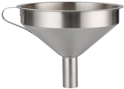 Imbuto in acciaio inox, 13 cm, set di filtri per la cucina, ampia apertura, imbuto per conserve con manico per il riempimento di liquidi, liquidi e olio da cucina