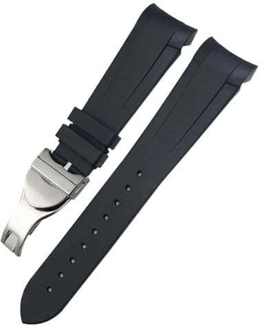 AEMALL Uhrenarmband aus Gummi mit gebogenem Ende, 22 mm, 20 mm, für Tudor Black Bay 41 mm Pelagos 42 mm 1958 blaues Sportuhrenarmband, 22 mm, Achat