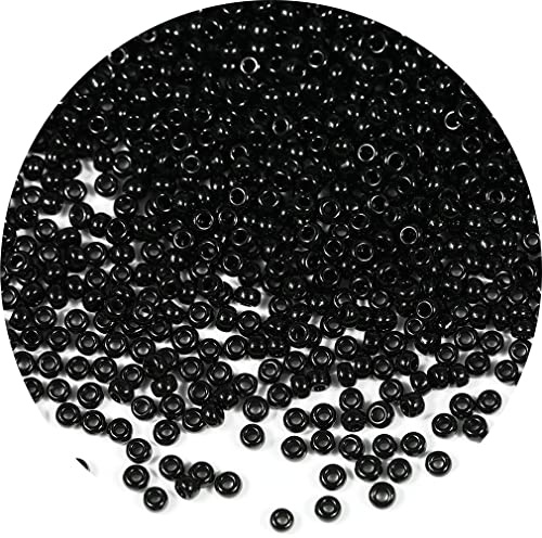 Bala&Fillic Größe 2mm Schwarz GlasPerlen 9000 Stück,100 Gramm, 12/0 Klein Perlen für Herstellung von Schmuck Ohrring Armbänder Halskette (Schwarz)