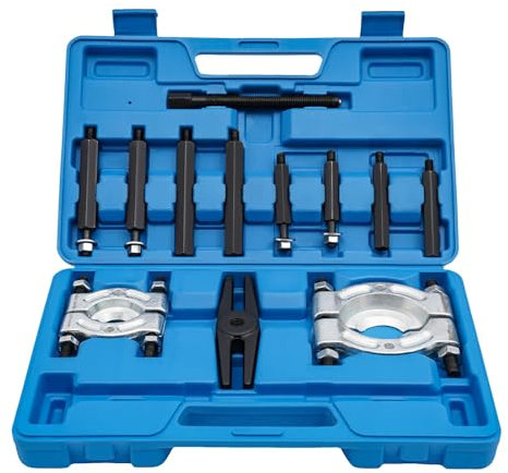 DeeDuud Lagerabzieher Set 12 TLG, Radlager Werkzeug Innenlager Abzieher Radnabenabzieher mit 2 unterschiedlich große Spannzangen 30-50mm 75-95mm Blau
