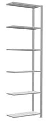 qpool24 Anbauregal, Fachbodenregal Stecksystem MULTIplus250, 2500 x 750 x 300 mm (HxBxT), 6 Fachböden, Kreuzstrebe, RAL 7035 lichtgrau