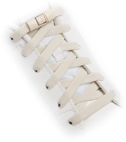 TEEZY No Tie Shoe Laces for Trainers | Premium Elastic Weave & Quick Lock Buckle | Flat Shoe Laces For Adults & Kids | Elastic Shoelaces Black White Laces No Tie | ORIGINAL (Beige)