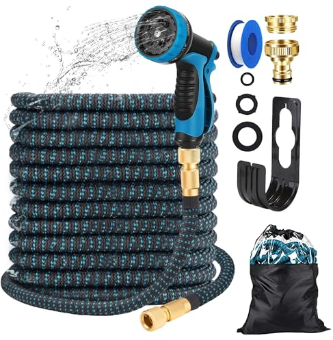 Expandable Garden Hose 15m – Flexible & Retractable Hose with 10 Spray Modes