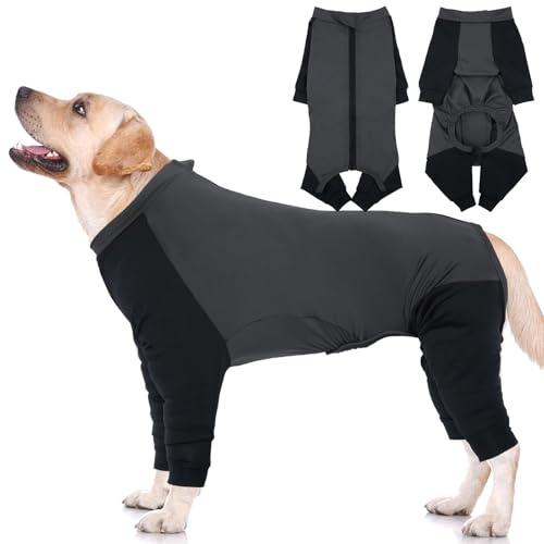 Hjyokuso Hundeoverall Mit Beinen, Hundeschlafanzüge, Hundepyjama Für Große Hunde, Hunde Schlafanzug Mit Reißverschluss, Body Hund Nach Op Für Golden Retriever Labrador Retriever, Rottweiler,Dobermann