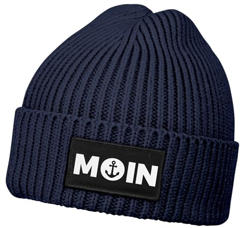 Neverless® Herren Beanie Wintermütze Patch Moin Nordisch Aufdruck Print Strickmütze Rippstrick