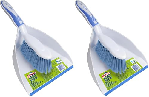 Spontex - Pelle balayette - Balayette Grande capacité - Poils durables et Rebord Souple en Caoutchouc - Compact - Design léger (Lot de 2)