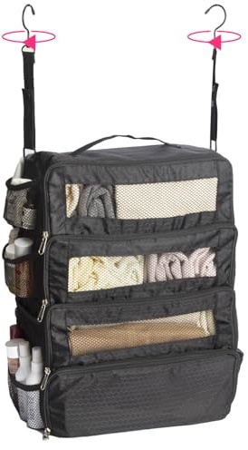 STORICANS Organizer Da Viaggio Da Appendere Per Bagagli A Mano E Valigie, Cubo Da Imballaggio Portatile Con Scomparti Multipli In Rete, Nero